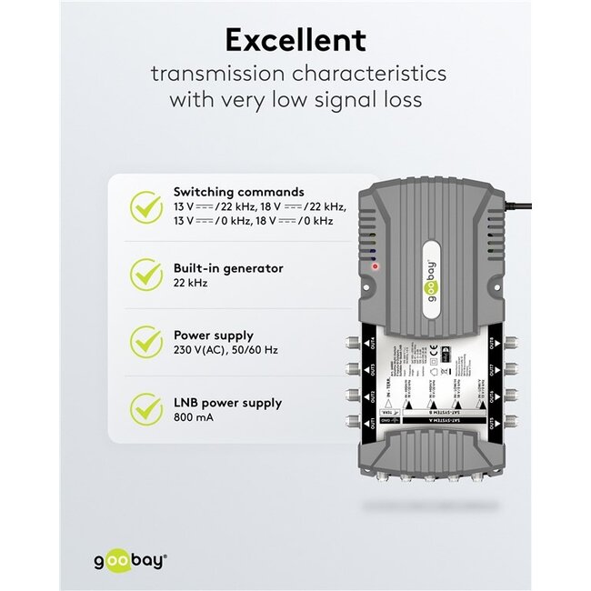 Goobay satelliet multiswitch | 9 ingangen / 8 uitgangen