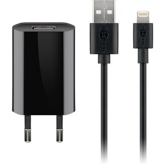 Goobay Goobay platte USB lader | 5W | incl. Lightning kabel | zwart | 1 meter