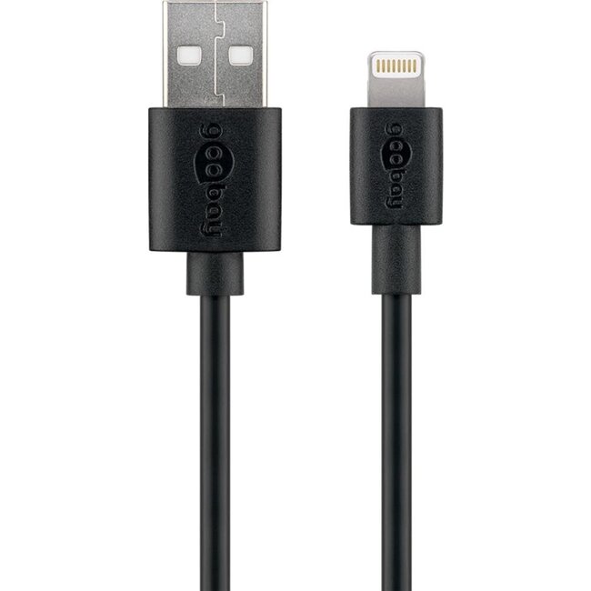 Goobay platte USB lader | 5W | incl. Lightning kabel | zwart | 1 meter