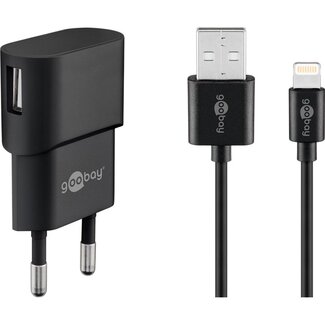 Goobay Goobay USB lader | 5W | incl. Lightning kabel | zwart | 1 meter