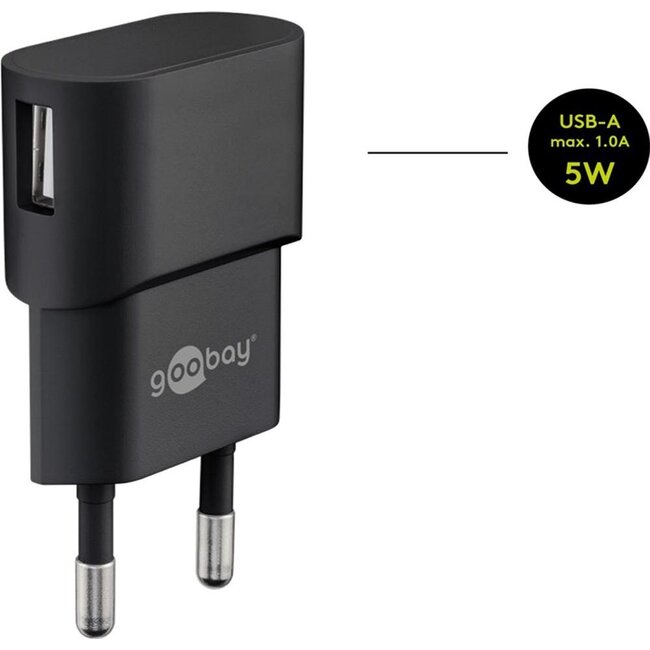 Goobay USB lader | 5W | incl. Lightning kabel | zwart | 1 meter