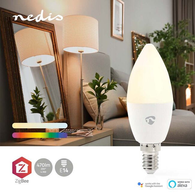 Nedis SmartLife Zigbee LED-lamp | RGB + warm tot koel wit | E14 | C37 | 4,9W
