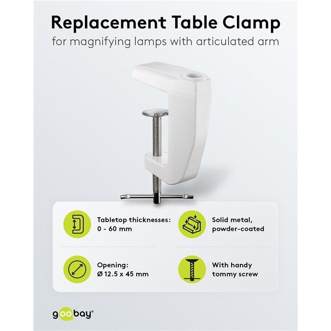 Goobay bureauklem voor loeplamp | wit