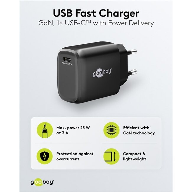 Goobay 25 W USB-C PD GaN Fast Charger black