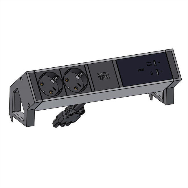BACHMANN DESK2 2x CEE7/3, USB-C, USB-Charger 100W, GST18 0,2m