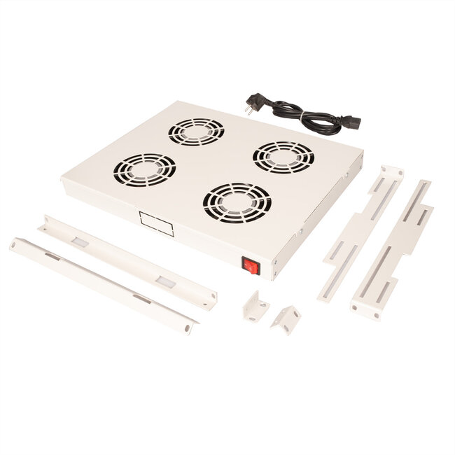 ROLINE 19-inch ventilatoreenheid met 4 ventilatoren, AAN/UIT zwart