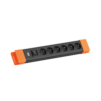 Bachmann BACHMANN CONNECTUS 6xUTE, 1xschakelaar 2,0 m CEE7/7 zwart/oranje