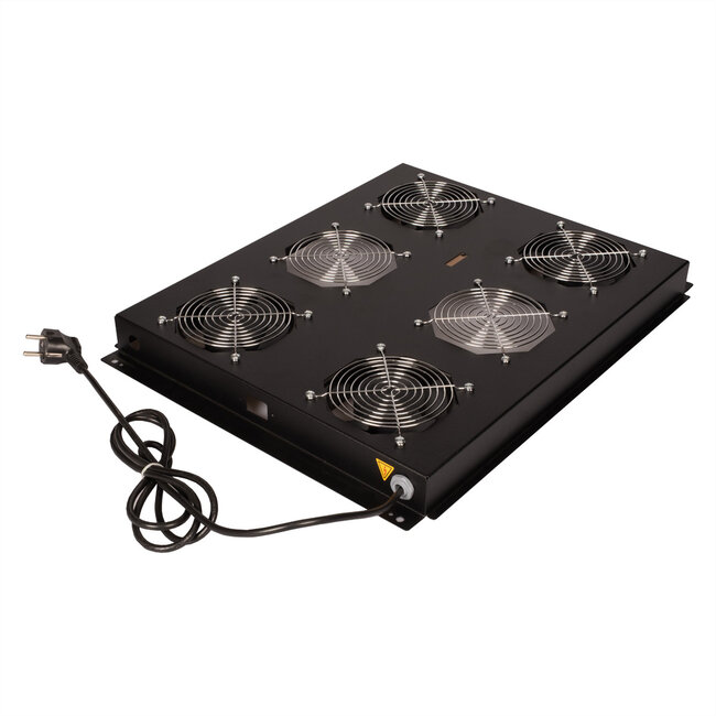 ROLINE 19-inch dakventilatorunit met 4 ventilatoren, AAN/UIT voor serverkast per serie, zwart