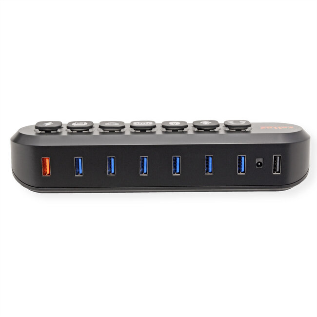 ROLINE USB 3.2 Gen 1 hub, 7-voudig, verwisselbare knoppen, type A-aansluitkabel