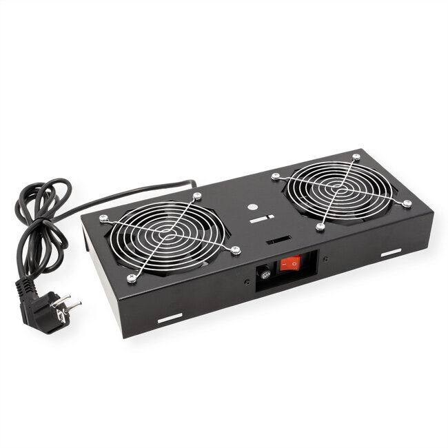 ROLINE ventilatorunit met 2 ventilatoren, voor 19 inch wandbehuizing zwart