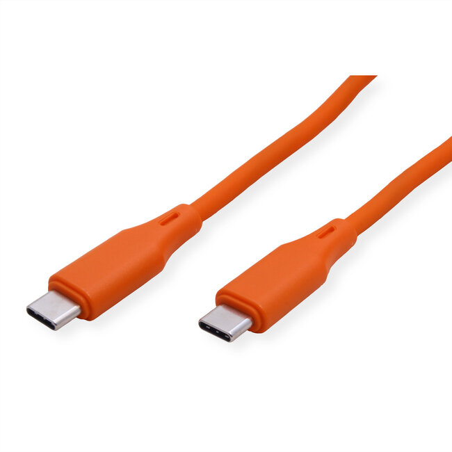 ROLINE USB 2.0-kabel, type C-C, M/M , Silicone, 60W, oranje, 1 m