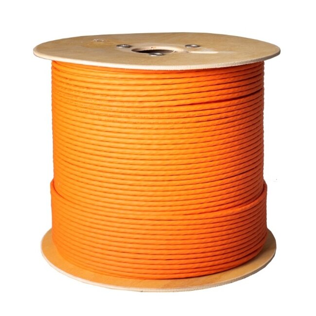 SFTP CAT7 1000 MHz netwerkkabel | vaste aders | AWG23 | LSZH | oranje | 500 meter