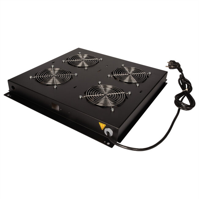 ROLINE 19-inch dakventilatorunit met 4 ventilatoren, AAN/UIT zwart
