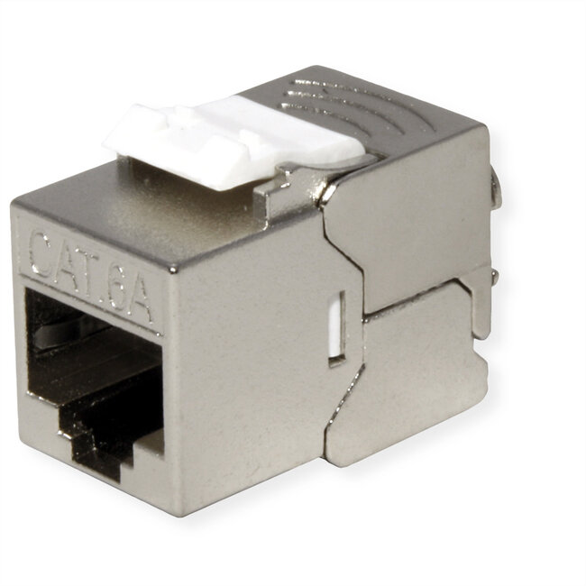 ROLINE Cat.6A (klasse EA) Keystone, afgeschermd, zonder gereedschap, SLIM, extra kort , zilver