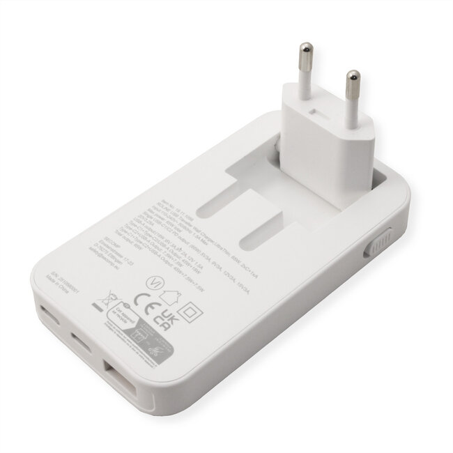 ROLINE USB-oplader, slank, met inklapbare eurostekker, 65 W