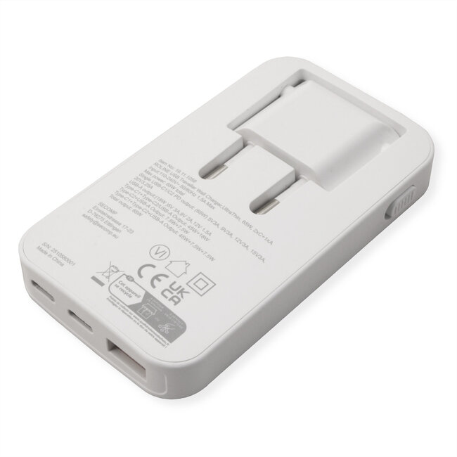 ROLINE USB-oplader, slank, met inklapbare eurostekker, 65 W