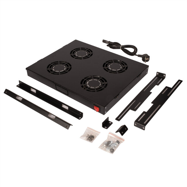 ROLINE 19-inch ventilatoreenheid met 4 ventilatoren, AAN/UIT zwart