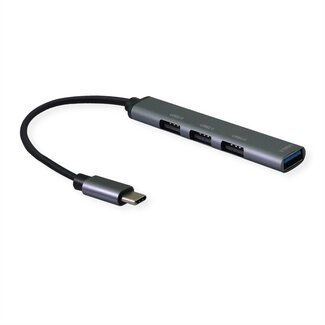 SECOMP STANDAARD USB 2.0-hub, USB-C aansluiting, 4x USB-A-poorten (3x USB 2.0 + 1x USB 3.2 Gen1)