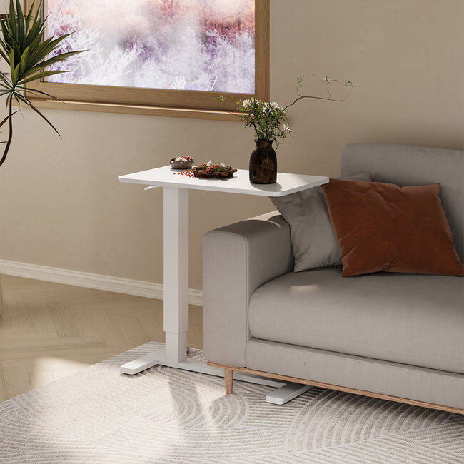 ROLINE gasveer bijzettafel, In hoogte verstelbaar, wit