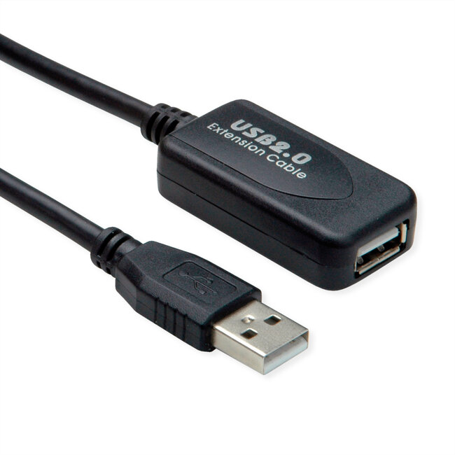 STANDARD USB 2.0 Verlängerung, aktiv, mit Repeater, schwarz, 5 m
