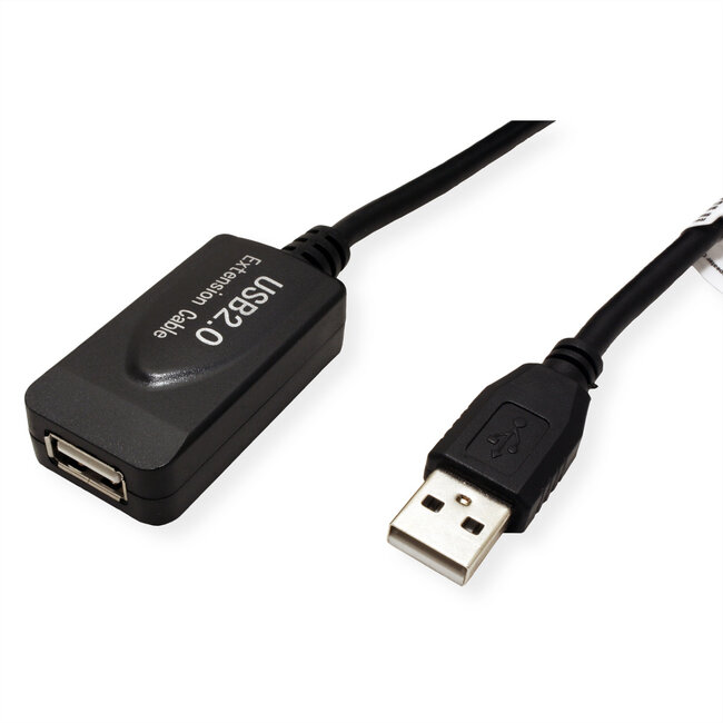 STANDARD USB 2.0 Verlängerung, aktiv, mit Repeater, schwarz, 5 m