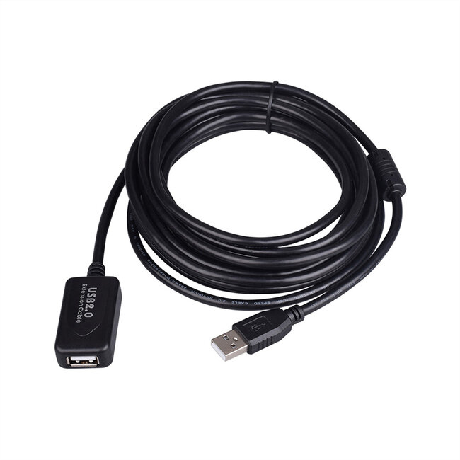 STANDARD USB 2.0 Verlängerung, aktiv, mit Repeater, schwarz, 5 m