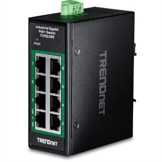 Trendnet TRENDnet TI-PGLC80 8-poorts Gigabit PoE+ industriële DIN-rail Mini Switch