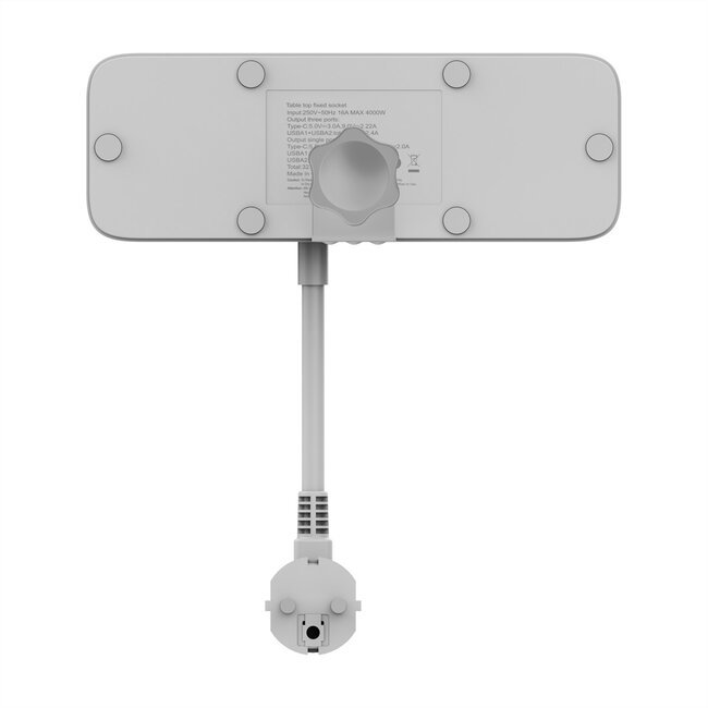 VALUE tafelstekkerdoos, 3-voudig met schakelaar, incl. 3x USB (2x A, 1x C), met tafelklem , 1,5 m