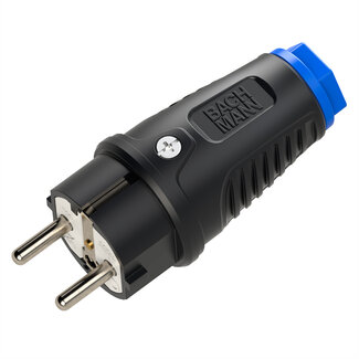 Bachmann BACHMANN Schutzkontaktstecker Gummi CEE7/7, IP54, schwarz / blau