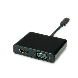 SECOMP STANDARD Display Adapter USB Typ C - VGA+HDMI, schwarz, 0,1 m