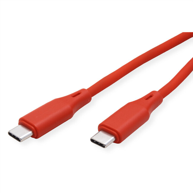 ROLINE USB 2.0-kabel, type C-C, M/M , Silicone, 60W, rood, 1 m