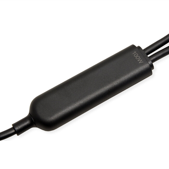 VALUE USB Type C split-oplaadkabel, C - 2x C, Male/Male, max. 100 W, zwart, 1,8 m
