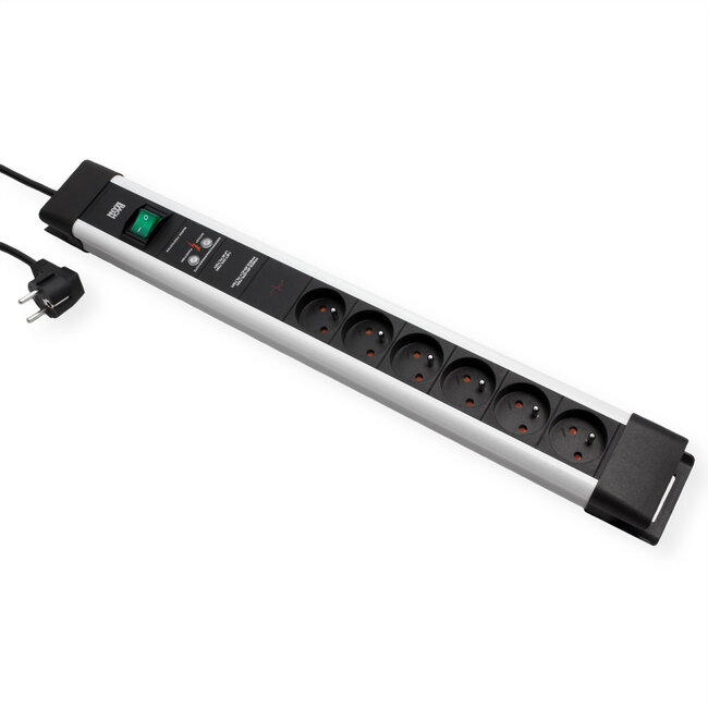 BACHMANN CONNECTUS 6xUTE, 1xGVS 1xschakelaar 2,0 m CEE7/7 grijs