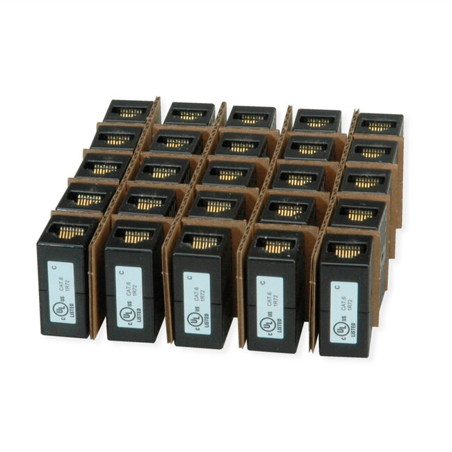 ROLINE RJ45 Koppelstuk, onafgeschermd, Cat.6 (Class E), Verpakking van 25 stuks
