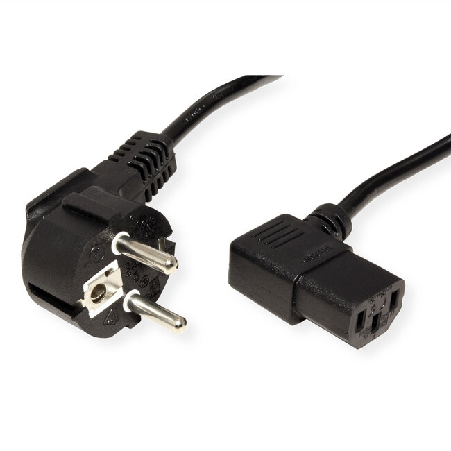 STANDARD Netzkabel, abgewinkelte IEC-Buchse, schwarz, 1,8 m