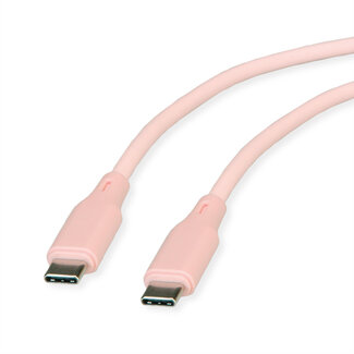Roline ROLINE USB 2.0-kabel, type C-C, M/M , Silicone, 60W, pink, 1 m