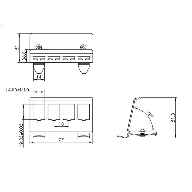 ROLINE DIN-rail adapter, leeg, voor 4 keystones