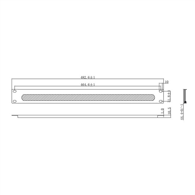 VALUE 19" Kabel doorvoerstrook 1HE, met borstelstrook, zwart