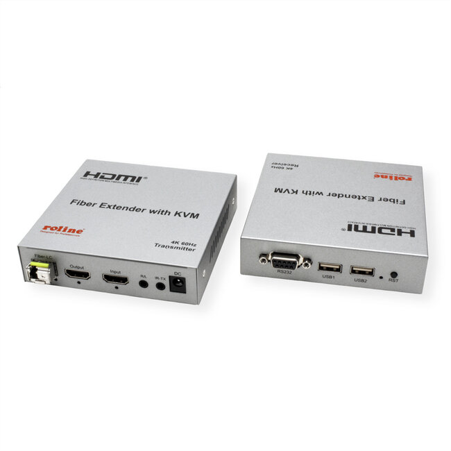 ROLINE KVM-verlenging via glasvezel, HDMI 4K, USB, 20 km