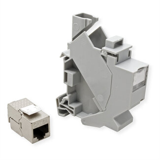 Roline ROLINE DIN-railadapter voor Keystone-modules, incl. Cat.6A Keystone, afgeschermd, 45°