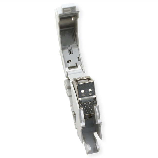 ROLINE DIN-railadapter voor Keystone-modules, incl. Cat.6A Keystone, afgeschermd, 45°