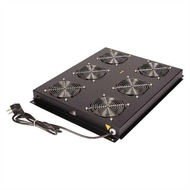 ROLINE 19-inch dakventilatorunit met 6 ventilatoren, AAN/UIT voor serverkast per serie, zwart