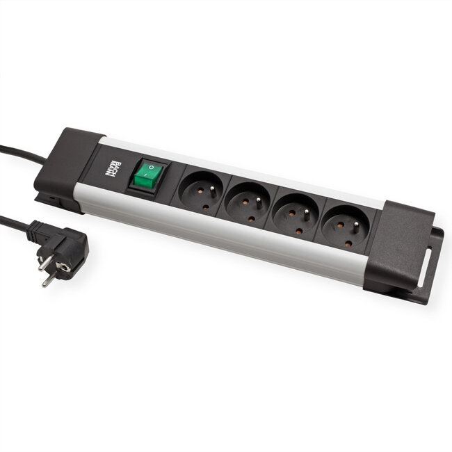 BACHMANN CONNECTUS 4xUTE, 1xschakelaar 2,0 m CEE7/7 grijs