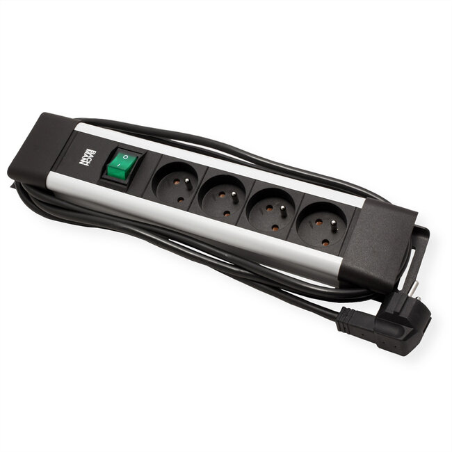 BACHMANN CONNECTUS 4xUTE, 1xschakelaar 2,0 m CEE7/7 grijs