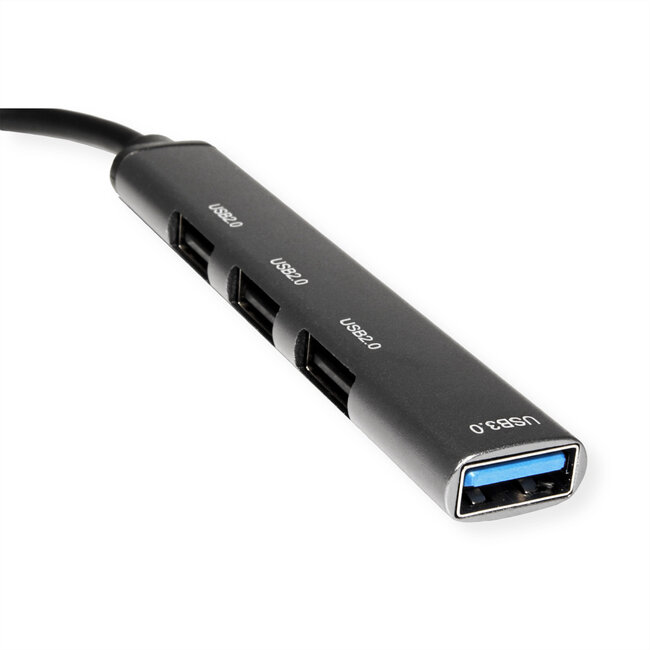 STANDAARD USB 3.0-hub, USB-A aansluiting, 4x USB-A-poorten (3x USB 2.0 + 1x USB 3.2 Gen1)