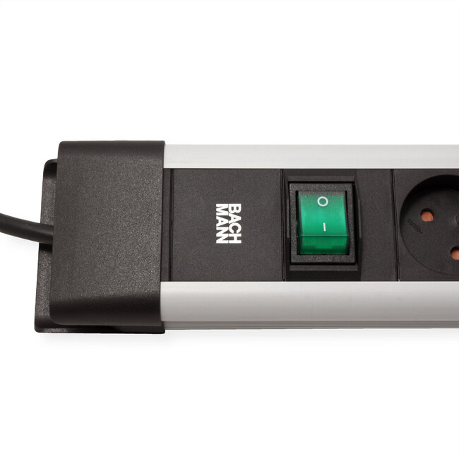 BACHMANN CONNECTUS 6xUTE, 1xschakelaar 2,0 m CEE7/7 grijs