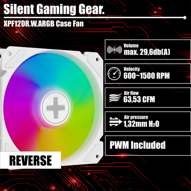XILENCE Performance A+ REVERSE XF066, 120 mm ARGB LED-ventilator wit