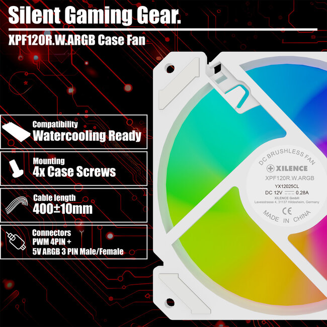 XILENCE Performance A+ REVERSE XF066, 120 mm ARGB LED-ventilator wit