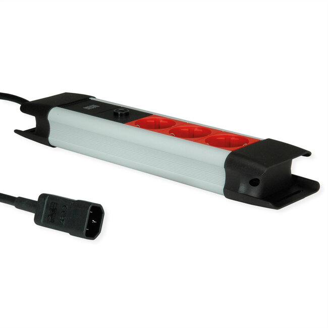 BACHMANN CONNECTUS 3xCEE7/3, 10A C14-stekker, rood, 2 m