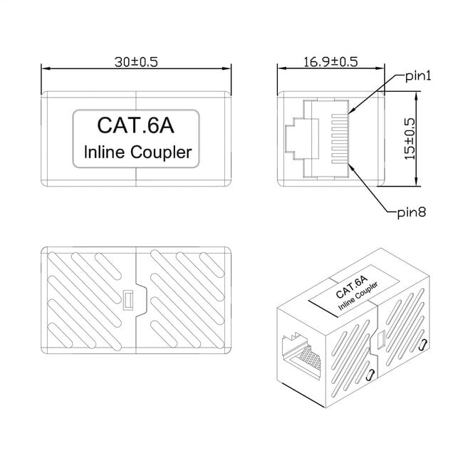 ROLINE RJ45 Koppelstuk, onafgeschermd, Cat.6A (Klasse EA), wit